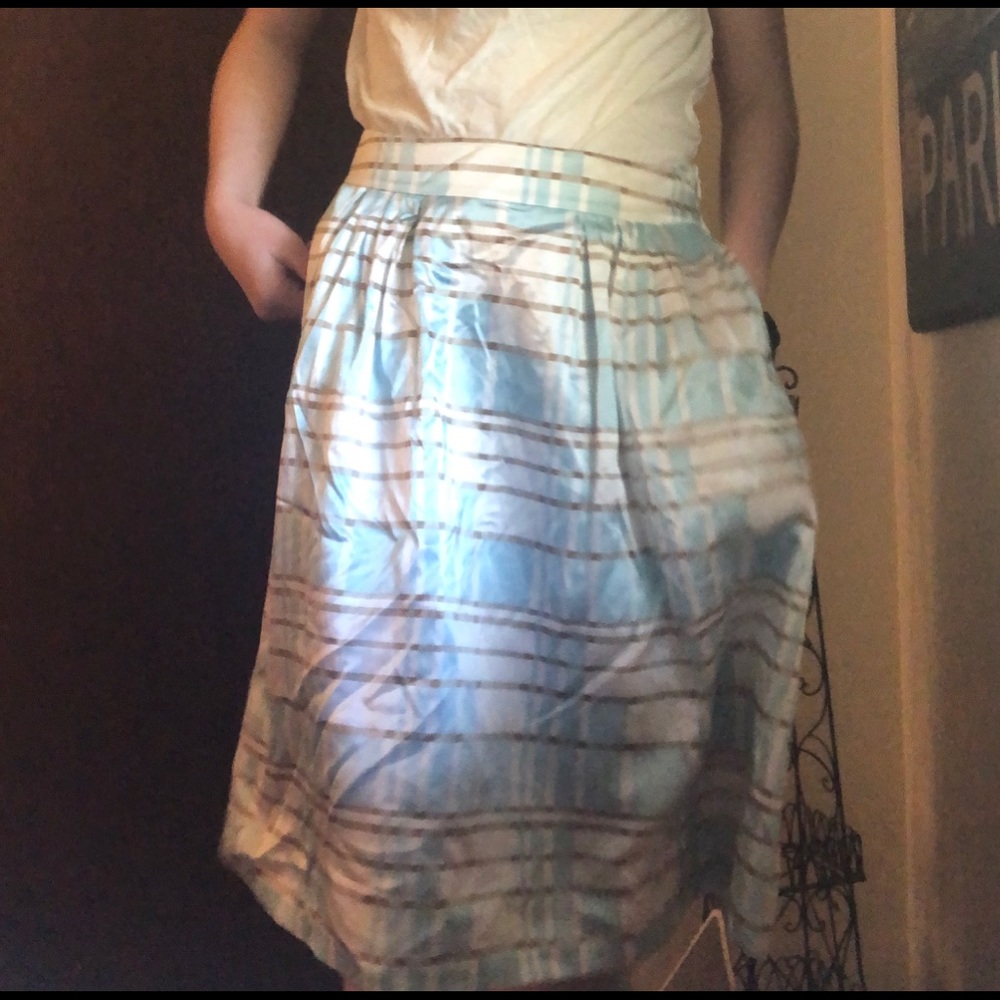 Blue silk skirt